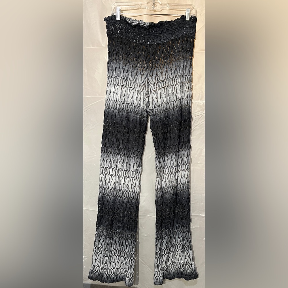 Elif by Jordan Taylor Women’s Black and Silver Wide Leg Lace Pants Size L